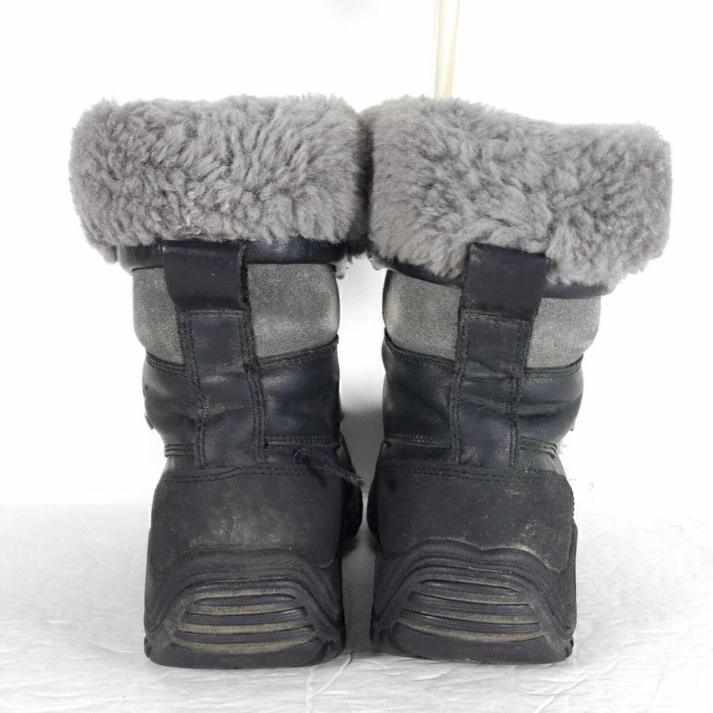UGG Women's Adirondack Il US7 Black Leather Sheepskin Lace Up Winter Boots - Picture 10 of 12
